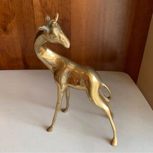 Vintage Solid Brass Giraffe Figurine Statue 11.5” Tall